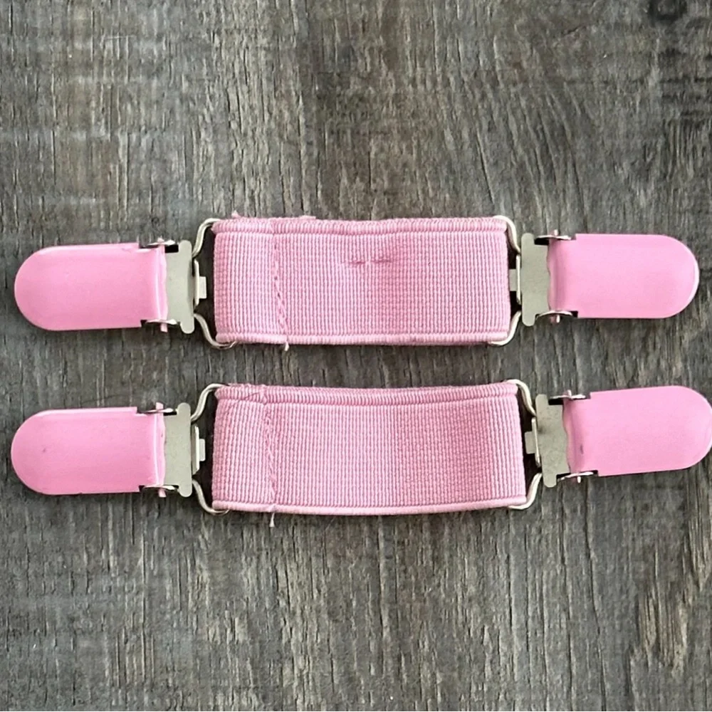 💞 New Pink Elastic Baby Mitten / Sock Clips